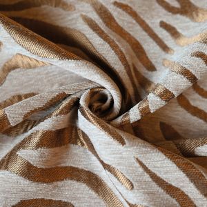 Tissu Jacquard Chenille Motif Z&egrave;bre - Neuf