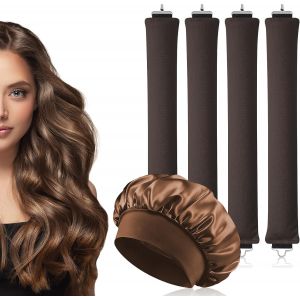 KAL-Set Boucles Sans Chaleur, 4Pcs Headband Hair Curler Avec Bonnet Satin, Bigoudi Boucle Cheveux De Sommeil Doux, Boudin Cheveux Boucle Sans Chaleur, Bigoudis Cheveux Pour Tous Les Types De Cheveux - Neuf