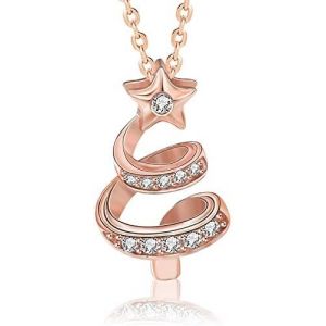Kal-Femmes Collier 925 Argent Sterling Arbre De No&euml;l Pendentif Or Rose Collier Pour Maman Femme Petite Amie Anniversaire F&ecirc;te Des M&egrave;res No&euml;l Cadeau De Bijoux Pour La Saint Valentin - Neuf