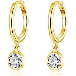 Cmjaagur-Boucles D'oreilles Créoles Pendantes En Argent Sterling 925 Avec Lunette En Oxyde De Zirconium Cubique Minimaliste Pour Cartilage, Hélix, Tragus, Bijoux Hypoallergéniques[M1422] - Neuf