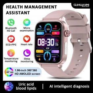 2025 nouveau pour Xiaomi lipides sanguins test d'acide uricique montre intelligente hommes ECG + PPG pression art&eacute;rielle SP02 Bluetooth appel sant&eacute; smartwatch Pink Precision Health - Neuf