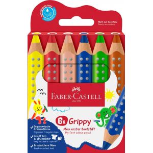 KALANKA-110630 Set Grippy, 6 Gros Crayons de Couleurs Enfants, Kit Dessin Facile &agrave; Laver, Crayon de Couleurs Enfant de Forme Triangulaire Ergonomique et &Eacute;paisseur de 10mm - Neuf