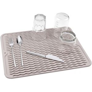 Tzf-Tapis Égouttoir À Vaisselle 40x30cm Tapis De Séchage De Vaisselle, Tapis Égouttoir Pour Évier, Tapis Anti-Dérapant Pour Lave-Vaisselle, Grand Tapis Résistant À La Chaleurse (Marron Gris) - Neuf