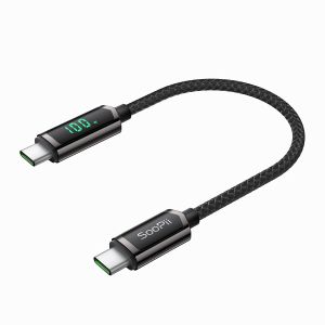 C&acirc;ble Usb C Vers Usb C 100W, (0,3 M Noir) Type C Nylon Tress&eacute; C&acirc;ble Avec Affichage Led Pour Lphone 15/15 Plus, Macbook Pro, Galaxy S22/S10, Pixel, LgU2026 - Neuf
