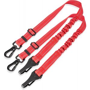 Ceinture Securite Chien Voiture, Harnais Laisse Voiture Chien Attache Avec Absorption Des Chocs &Eacute;lastique Et Mousqueton En M&eacute;tal Pour Tous Les Chiens Et Chats (Rouge, 60cm*2) - Neuf