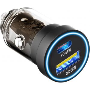 CMJAAGUR-121W Chargeur Allume Cigare Usb C Rapide,[Pd 55W & Qc 66W] Ultra Compact Adaptateur Pr Allume Cigare Chargeur Voiture Avec Led Voltmètre Pour Iphone 15 14 13 12,Samsung,Tablette Por[M967] - Neuf