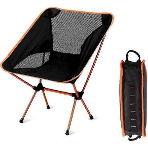 Chaise De Camping Pliante Et Compacte, Chaise De Plage Avec Sac De Transport Pour Randonnee, Peche, Pique-Nique (Orange) - Neuf