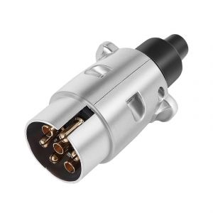 Prise de remorque 7 broches, connecteur de cablage robuste a broches rondes 7 poles, prise de remorquage 12 V pour caravane et camion - Neuf
