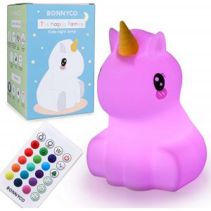 Veilleuse Enfant Avec Télécommande, Contrôle Tactile 16 Couleurs Licorne Veilleuse Bébé Avec Minuterie | Lampe Enfant Led Sans Bpa | Lampe De Chevet Fille Rechargeable, Cadeau Bebe Fille - Neuf