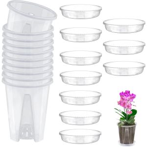 lbgwp60-Pack De 10 Pots De Culture, Pots En Plastique Épais Avec Trous De Drainage Et Soucoupe, Parfaits Pour Les Semis Et Les Plantes Miniatures, Utilisation Intérieure Et Extérieure, Ø12 Cm - Neuf