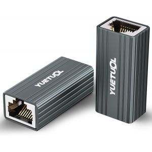 Coupleur RJ45 Ethernet 10Gbps, Raccord RJ45 Femelle vers Femelle, LAN Rallonge Connecteur Adaptateur Gris Lot de 2 Compatible avec Les Câbles Réseau,Cable Ethernet Cat8/Cat7/Cat6/Cat5e - Neuf