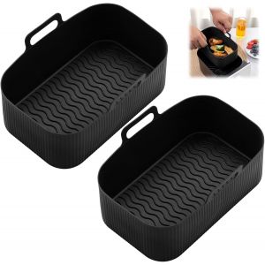 Lot de 2 doublures en silicone pour friteuse à air comprimé Ninja, accessoires de friteuse à air, 19,5 x 12,5 x 7 cm, moules à rainures 3D pour Ninja Foodi, accessoires s pour four à - Neuf