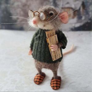 Mignon Laine Feutrée De La Souris Ornement De Noël Fait À La Main À L'aiguille Senti La Souris Sur La Figurine, Vacances, Nouvelle Année, Le Décor, Le Ressenti De Noël De La Souris Poupée - Neuf