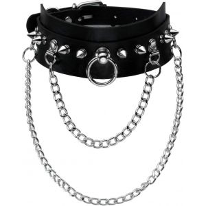 Cauc-Vintage Punk Goth Rivets En Cuir Pu Collier Ras Du Cou Cha&icirc;ne Neklace - Neuf