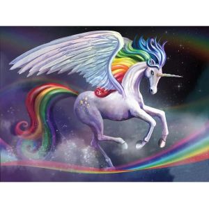 Peinture Diamant Ronde Complète, Point De Croix, Licorne Sur Arc-En-Ciel, Broderie Diamant, Strass, Mosaïque, Décoration, Cadeau, 30,5 X 40,6 Cm - Neuf