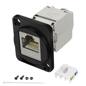 KAL-Connecteur De Panneau Cat6A De Type D Blindé Rj45 Cat6A - Sans Outil - Prise Keystone Jack Snap-In - Module De Raccordement - Câble Réseau - Interface Ethernet - Adaptateur Pour - Neuf