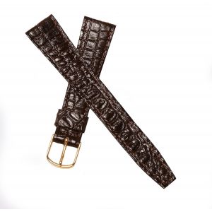 Eryi-New Old Stock 1960 1970 Bracelet De Montre En Cuir Pour Homme Motif Crocodile Vintage 18 Mm - Neuf