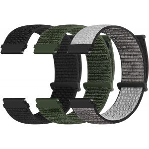 Kal-Lot De 3 Bracelets En Nylon - 18 Mm, 20 Mm, 22 Mm - Fermeture Rapide - Sport Loop - R&eacute;glable Et Respirant - Pour Homme Et Femme - Neuf