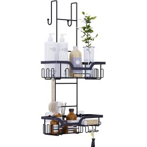 &Eacute;tag&egrave;re Douche Suspendue, Etagere Rangement Salle De Bain Sans Percage, Panier &Agrave; Suspendre Sur La Porte, Pour Le Gel Douche Et Le Shampooing (Noir)[APP8812595] - Neuf