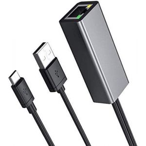KALANKA-Adaptateur Ethernet Fire TV Stick, Adaptateur Ethernet pour Fire Stick et Chromecast, Chromecast Ultra 4k, Fire TV Cube, Micro USB vers LAN RJ45 avec câble d'alimentation par - Neuf