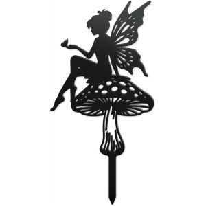 Mevronisshop-D&eacute;coration De Jardin En M&eacute;tal F&eacute;e Des Fleurs, D&eacute;corations De Piquets De Silhouette Ext&eacute;rieure Des F&eacute;es Sculptures De F&eacute;es Champignons D&eacute;corations De Jardin Pour L'arri&egrave;re Cour Printemps - Neuf