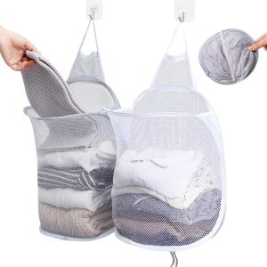 MEVRONISSHOP-Panier &agrave; Linge Pliable Suspendu, 2pcs Popup Laundry Basket, Pani&egrave;re &agrave; Linge Sale Mural En Engrener Avec Poign&eacute;e Pour Maison, H&ocirc;tel, Voyage, Chambre &agrave; Coucher, Salle De Bain. (30x40cm) - Neuf