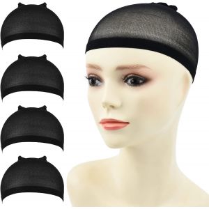 Ershi-Lot De 4 Bonnets De Perruque Noirs Extensibles En Nylon Pour Femme[2067] - Neuf