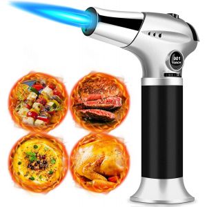 Chalumeau De Cuisine, Brûleur À Gaz Butane, Verrouillage De Sécurité, Acier Inoxydable Et Aluminium Pour La Cuisson À Domicile, Barbecue, Bougies (Butane Non Inclus) - Neuf
