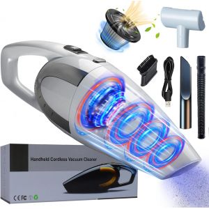 LETNERNY-Aspirateur À Main,16000Pa Aspirateur Voiture 120W Puissant Rapide Rechargeable Professionnel Humide Et Sec Mini Aspirateur De Table Sans Fil Avec Filtre Acier Inoxydable Adapté Maison,Bureau - Neuf