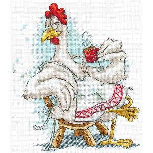 Kit Point De Croix Compt&eacute; Andriana "Dame Du Th&eacute;" 15x17.5 Cm - Neuf