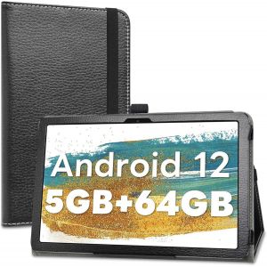 PU Cuir Etui et Pliable Stand Folio Coque pour Blackview Tab 30 WiFi/Tab 7 WiFi/Tab 8 WiFi/Tab 70 WiFi/DOOGEE T10W/OSCAL Pad16 / OSCAL PAD60 / OSCAL PAD70 Tablette 10 Pouces,Noir - Neuf