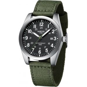 Eryi-Montre Pour Homme - Montre Militaire À Quartz Analogique - Montre D'affaires Étanche - Montre À Quartz Avec Date - Bracelet En Nylon - Neuf