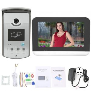 Sonnette intelligente, interphone video Wi-Fi, ecran tactile 7 pouces, etanche a la poussiere, securite domestique, prise 100-240 V (UK) - Neuf