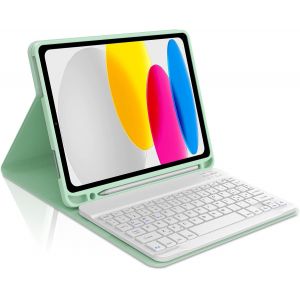 , Clavier Pour Ipad A16 2025 Et Ipad 10 Gen 2022, Étui Avec Clavier Pour Ipad10.9/11"", Coque Magnétique Amovible Bluetooth Keyboard Ipad10, Italien Layout, Usb C, Vert - Neuf