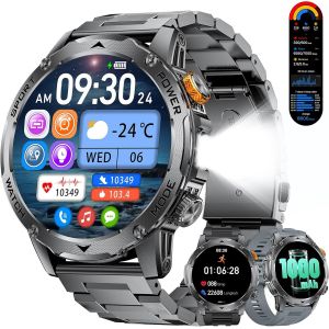 Chenquansarl-Montre Connectée Homme, Appel Bluetooth Et Assistant Vocal, Batterie 1000 Mah, Lampe Torche Led, Grand Écran 1,75"", 100+ Modes Sportifs, Smartwatch Pour Android Ios, Noir Gris - Neuf