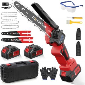 VornixorSarlshopMini Tron&ccedil;onneuse &agrave; Batterie 6 et 8 Pouces, 1300W Brushless Tronconneuse Electrique Sans Fil pour Jardin, 8000mAh Tron&ccedil;onneuse Elagueuse sur Batterie, D'huile Automatique, Compatible - Neuf