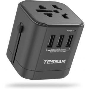 KALANKA-Adaptateur Voyage Universel, Adaptateur Prise Universelle avec 3 USB, International Applicable &agrave; 224 Pays USA UK Japon Chine Australie Italie, Prise Monde vers France - Neuf