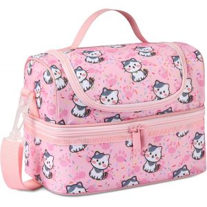 ERSHI-Sac Isotherme Repas Enfant, 2 Compartiments Sac Déjeuner Thermique Fille 6,5L Mignon Petit Lunch Bag avec Bandoulière Réglab[1 - Neuf