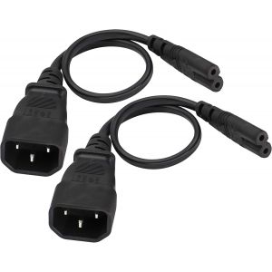 (2Pack) Câble Secteur IEC 320 C14 vers C7,10A 125V IEC 3 Pôles Mâle vers 2 Pôles Femelle Figure 8 Adaptateur,IEC C7 vers C14 Adaptateur Polarisé pour Téléviseur LED,etc.(0,3m/1pi) (C7 à C14) - Neuf