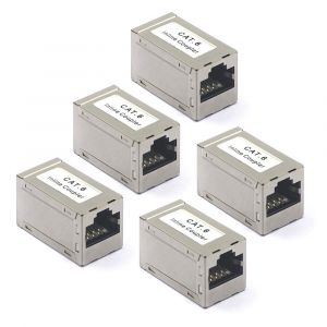 Coupleur RJ45 Cat6 Lot de 5 Adaptateur Ethernet Réseau à Femelle Blindé pour Rallonge Câble Ethernet CAT6 CAT5 CAT5E, Switch / TV / PS4 / ADSL / Modem / TV Box / Router / PC - Neuf