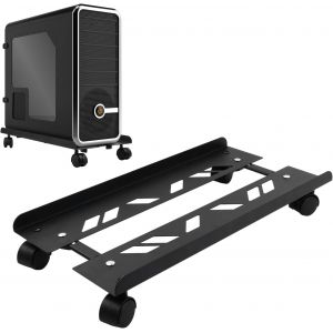 Support pour Unité Centrale,Support de Boîtier d'Ordinateur,Stand de CPU Mobile,Support Tour PC sous Bureau avec 4 Roues Verrouillables pour Processeur Gamer Réglable Noir (49×19.5-25cm) - Neuf