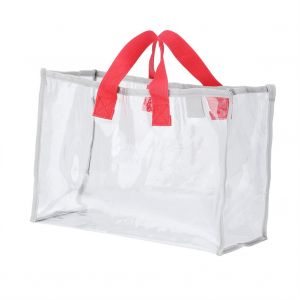 HJLIAN Trousse de toilette transparente en PVC, trousse de maquillage de voyage, sac divers (rouge + gris) - Neuf