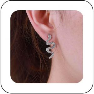 Kal-Boucle D'oreille Punk Serpent Boucle D'oreille Argent Serpent Boucle D'oreille Vintage Serpent Pendante Boucle D'oreille Gothique Animal Cobra Boucles D'oreilles Pour Femmes Filles - Neuf