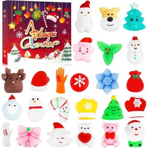 KAL-24Pcs Jouets De Compte À Rebours De Noël,Mixed Mini Soft Kawaii Toy,Mochi Animaux Jouets,Pour Cadeaux Anniversaire Noël (C1) - Neuf