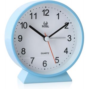 Petit r&eacute;veil analogique de chevet avec veilleuse pour bureau, chambre &agrave; coucher, &eacute;cole, voyage, sommeil lourd, super silencieux, sans tic-tac, horloge de bureau ronde en m&eacute;tal, alimentation par piles - Neuf