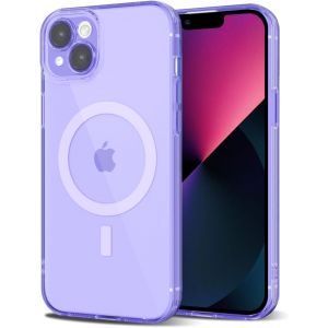 SJZG-Pour Iphone 13 Mini Coque Compatible Avec Magsafe, Transparente Magn&eacute;tique Protection De L'Objectif Etui Housse, Pleine Silicone Cover, Coque Mat Translucide Mince Antichoc, Violet Clair - Neuf