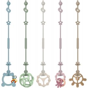 Lot De 5 Attache-T&eacute;tines En Silicone Pour B&eacute;b&eacute; Catch Avec Clip De T&eacute;tine R&eacute;glable, Cha&icirc;ne De Poussette, Sans Bpa, Pour Accessoires De Poussette, Chaises Hautes, Biberons - Neuf