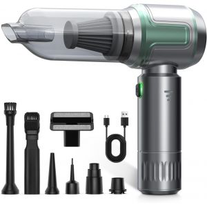 Handheld Vacuum Cleaner, 16000PA Mini Portable Powerful Cordless Car Vacuum Cleaner, 3 Speeds 6000mAh Battery Cordless Car Vacuum Cleaner for Pet Hair, Car, Home, Green - Neuf