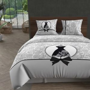 Parure Housse De Couette Coton 57 Fils 240x220 Cm Black Dress, Par Soleil D'ocre - Neuf