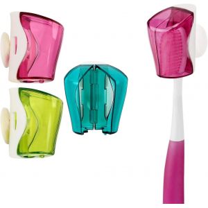Porte-brosse à dents avec ventouse,3 porte-brosse à dents mural avec couvercle. - Neuf